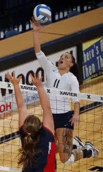 Amé White connected on 10 kills in the Musketeers straight-set victory over the Bulldogs on Saturday afternoon.