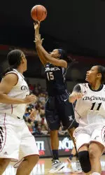 Freshman Aliyah Zantt tied career-highs in points with 12 and rebounds with 6.