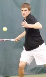 Brandon MacDonald was one of three XU players to win his singles match in three sets.
