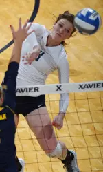 Senior Sarah Brown tallied 13 kills and 12 digs against the RedHawks.