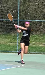Alex Brinker wearing pink and beating Creighton.