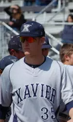 Brian Bruening collected three hits for the Musketeers in XU's 8-2 win over Georgetown on Saturday.