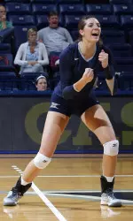 Sophomore Abbey Bessler contributed 13 kills and four service aces in Saturday afternoon's victory over Syracuse.