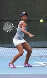 Sydney Liggins won her singles and doubles match Wednesday against Wright State.