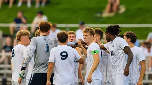 Men's Soccer Huddle vs Marshall