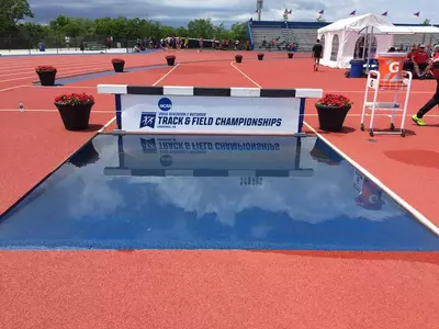 The steeplechase water pit at Rock Chalk Park