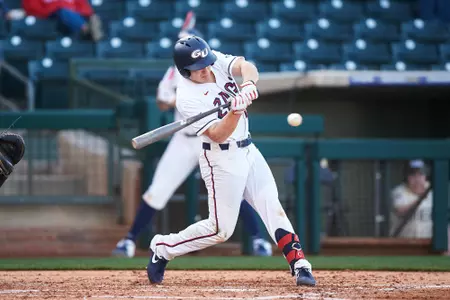 Gonzaga Bulldogs Mason Marenco (16) at bat during an NCAA game against the BYU Cougars at Surprise Stadium on February 14, 2020 in Surprise, Arizona. (Zachary Lucy Photography)