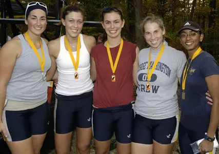 The victorious GW Women's Four from left are: Kate Austin, Jenna Feistritzer, Liz Gordon, Hilary Goldman and Mansi Shah.