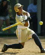 Sophomore Elana Meyers went 1-for-3 with an RBI in the Colonials' 3-1 loss to James Madison on Saturday, Feb. 12, at the Triangle Classic.