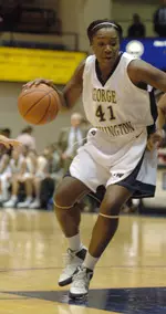 Jessica Simmonds recorded her fourth double-double of the season and ninth at GW