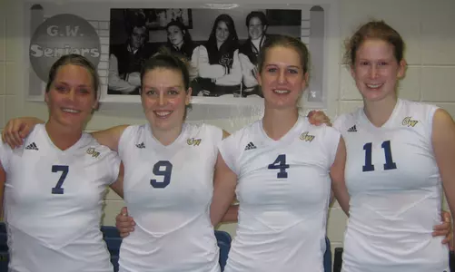 Seniors Kaimana Lee, Juliene McLaughlin, Kelly Kabbes and Abba Greenleaf played their final home match at Smith Center Saturday night.