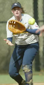 Sophomore Caroline Howe went 3-for-4 with an RBI and a run scored against Manhattan on Sunday, Feb. 26.