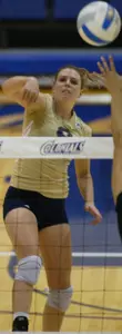 Juliene McLaughlin ponded a match-high 17 kills to lead GW past Fairleigh Dickinson Saturday night at Smith Center.