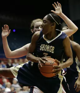 Senior Whitney Allen had a team-high nine rebounds in No. 21 GW's 67-52 win over Villanova Saturday.