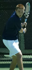 Junior No. 1 seed Mustafa Gencsoy earned a singles point against Xavier