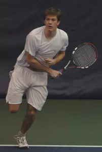 Junior Co-captain Sam Salyer won his match in straight sets, 6-3, 6-4.