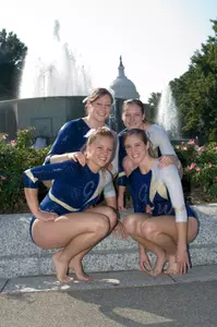 Sunday's meet will be the last home meet for these four seniors. Front Row (L-R) Maggie Parrack, Abbey Myles. Back Row (L-R) Emily Howarth, Jess Guilbert.
