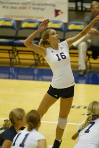 Junior Liz Moult pounded 16 kills against Georgetown in GW's 3-0 victory Saturday at American.