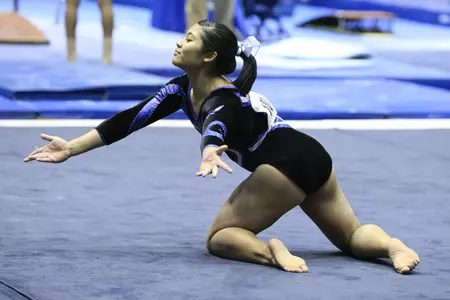 Leslie Delima finished second in all-around in her collegiate debut