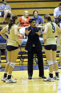 Coach Jojit Coronel's Colonials fell to URI Sunday at Smith Center.