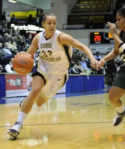 Sarah-Jo Lawrence finished with a game-high 19 points as No. 15/t15 GW topped Richmond, 75-59