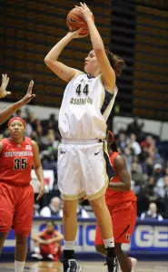 Sara Mostafa totaled eight points, six rebounds and three blocks as GW stunned Rutgers, 45-43, at Charles E. Smith Center Wednesday night.