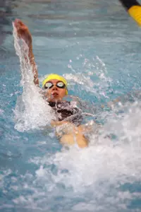 Senior Emily Leik was the anchor leg in the winning 200-yard mediey relay team on Saturday against ODU.
