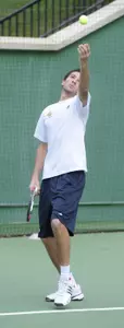 Ugur Atalay won his No. 1 singles flight over Navy in a three-set match.