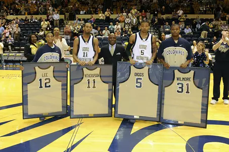 Four GW seniors were honored before Saturday night's game.