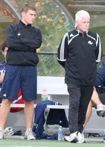 Former men's soccer player and volunteer assistant Craig Jones (left) has been promoted to the top assistant coaching position under head coach George Lidster.