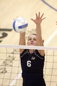 Katie Butz again led the Colonials in kills with 19 Saturday against UMBC.