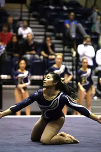 Senior Megan Quinn leads Colonials with a 38.350 in the all-around