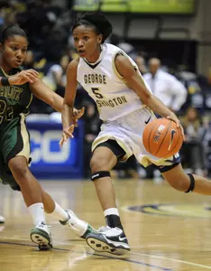 Tiana Myers scored a team-high 17 points on 8-of-16 shooting in Saturday's 63-47 loss at Saint Joseph's.