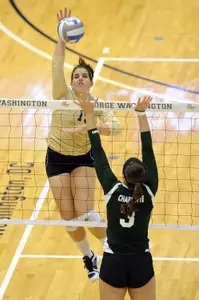 The power serving of Alex Coward helped propel GW past La Salle Thursday night at Smith Center.