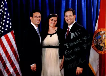 Senior picher Ali Pardo poses with Republican Whip Eric Cantor and Marco Rubio on the campaign trail.
