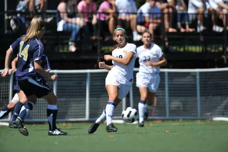 Sophomore Molly Bruh sent the ball into the box on three corner plays for the Colonials Friday.