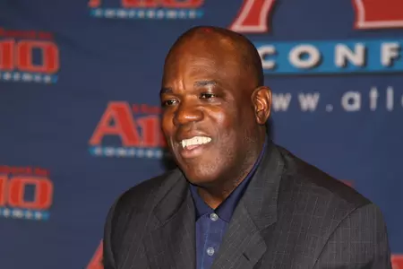 GW's Karl Hobbs and the league's 13 other men's basketball coaches attended Atlantic 10 Media Day in New York October 21.