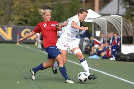 Senior Kristen Slack played tough defense for the Colonials on Sunday against Duquesne.