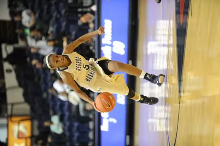Junior Tiana Myers, who scored a season-high 12 points against Ohio Tuesday, will look to guide GW to its fourth straight win Thursday night at Marshall.