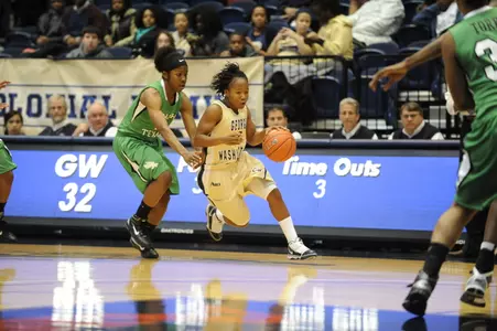 Sophomore Danni Jackson leads GW in points (10.6 ppg) and assists (41) entering Wednesday's game against Auburn at Charles E. Smith Center.