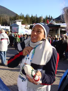 GW Olympian Elana Meyers earned the bronze medal in the 2-person women's bobsled event at the 2010 Winter Olympics.