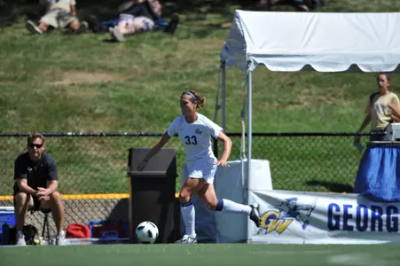 Kristen Slack scored her first goal of the season when she flicked a pass from Michelle Aueron behind her AU defender.