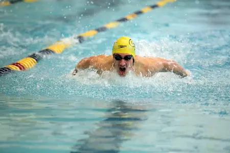 Freshman Niccolo Wilson tied for second in the 100-yard freestyle at the URI Invitational.