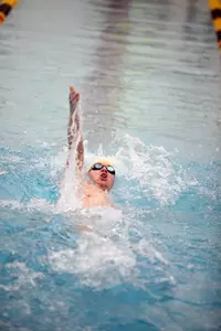Freshman Jake Mortensen won the 200-yard backstroke for the Colonials against the Hoyas.