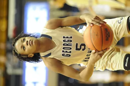 Junior Tiana Myers, who's shooting a near GW single-season record 89.7 percent at the foul line this season, leads the Colonials against the Duquesne Dukes at Charles E. Smith Center Wednesday at 7:00 pm.
