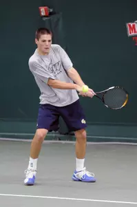 Senior Christopher Kushma won at No. 3 singles for the Colonials against Maryland.