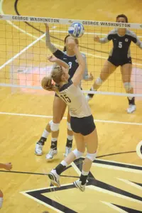 Freshman Kelsey Newman was one of four Colonials to total double-digit kills in GW's 3-1 victory over Charlotte on Saturday night.