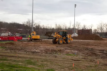 Construction is underway at Barcroft Park in Arlington, Va.