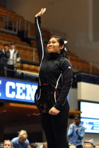 Senior Leslie Delima finished in first-place on vault, balance beam, floor exercise and the all-around.