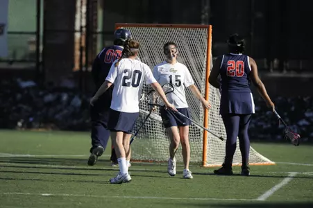 Junior Sarah Phillips' hat trick paced GW in Wednesday's 17-8 loss at American.